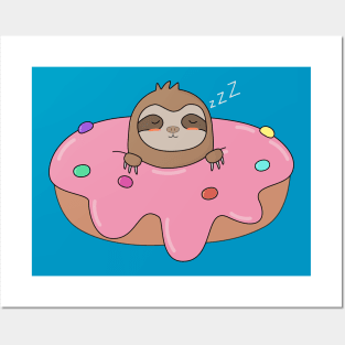 Cute Sloth On Top Of A Donut T-Shirt Posters and Art